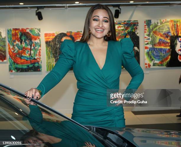 Sonakshi Sinha attends her creativity art show on April 10, 2022 in Mumbai, India