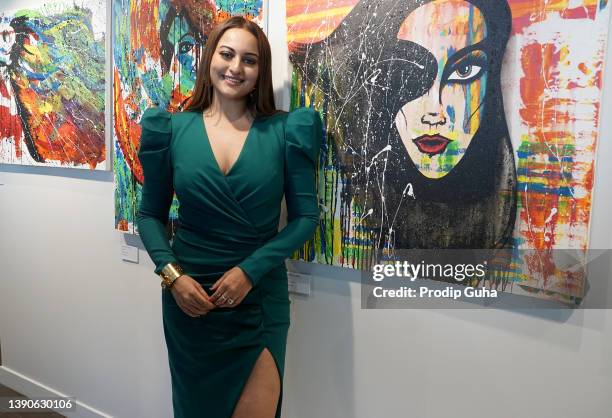 Sonakshi Sinha attends her creativity art show on April 10, 2022 in Mumbai, India