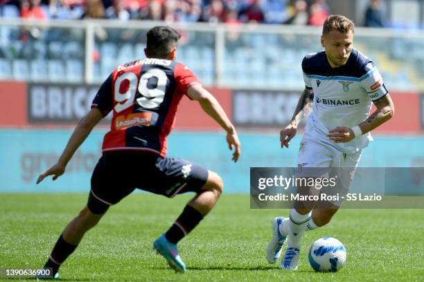 Ciro Immobile of SS Lazio in action during the Serie A match between Genoa CFC v SS Lazio on April 10, 2022 in Genoa, Italy.