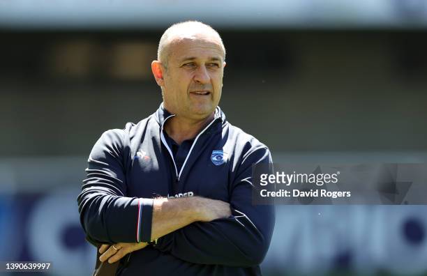 Philippe Saint-Andre, Head Coach of Montpellier looks on prior to the Heineken Champions Cup Round of 16 Leg One match between Montpellier Herault...
