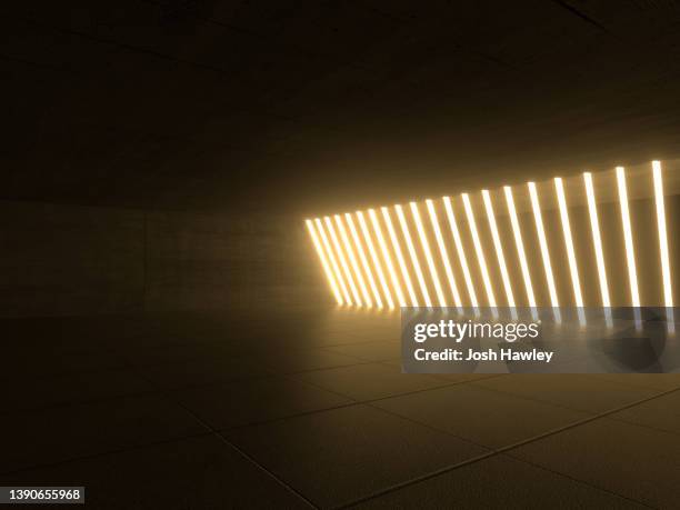 empty rooms with led lights，3d rendering - blank room stock-fotos und bilder