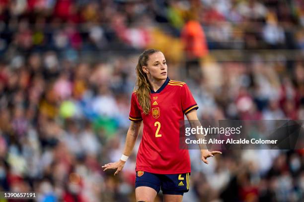 Ona Batlle of Spain looks on during the international women friendly match between Spain and Brazil at Jose Rico Perez Stadium on April 07, 2022 in...