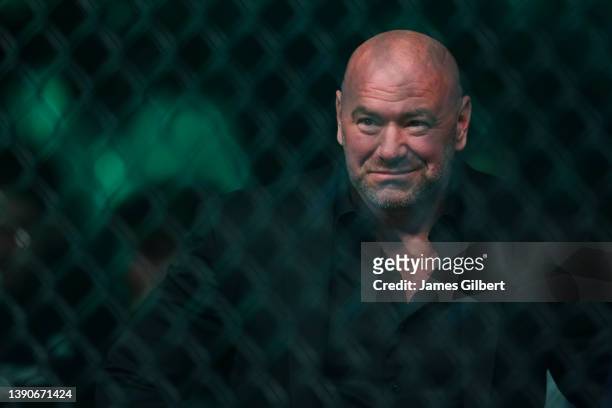 President Dana White looks on during the UFC 273 event at VyStar Veterans Memorial Arena on April 09, 2022 in Jacksonville, Florida.