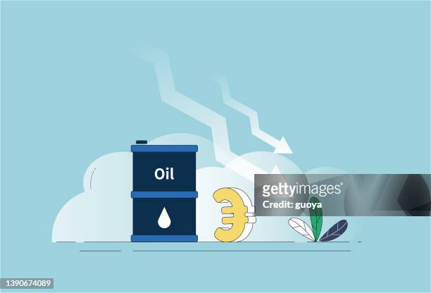 euro, oil prices fell. - lower oil prices stock illustrations