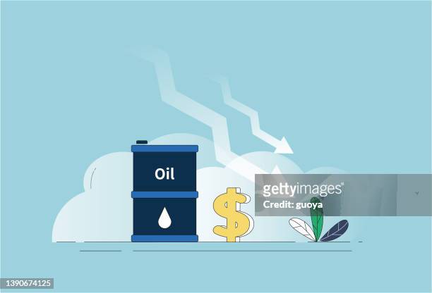 u.s. dollar, oil prices fell. - lower oil prices stock illustrations