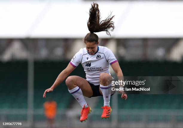Rhona Lloyd of Scotland is seen during the Scotland and France Women's Six Nations match at Scotstoun Stadium on April 10, 2022 in Glasgow, Scotland.