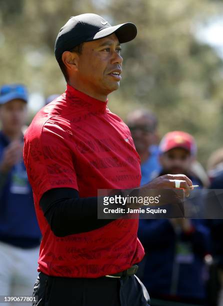 Tiger Woods walks off the fourth tee during the final round of the Masters at Augusta National Golf Club on April 10, 2022 in Augusta, Georgia.
