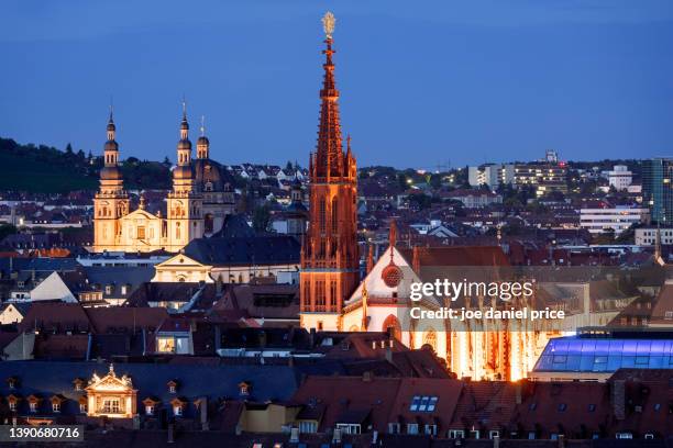 close up, night, marienkapelle, stift haug, würzburg, bavaria, germany - würzburg stock-fotos und bilder