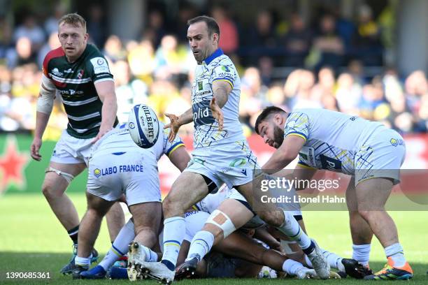 Morgan Parra of ASM Clermont during the Champions Cup match between ASM Clermont and Leicester Tigers at Parc des Sports Marcel Michelin on April 10,...