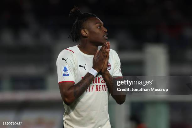 Rafael Leao of AC Milan reacts during the Serie A match between Torino FC v AC Milan on April 10, 2022 in Turin, Italy.