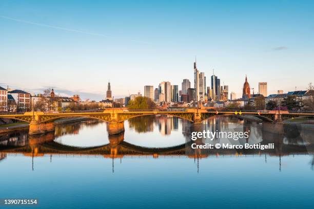 main river and city skyline, frankfurt, germany - darmstadt germany stock pictures, royalty-free photos & images