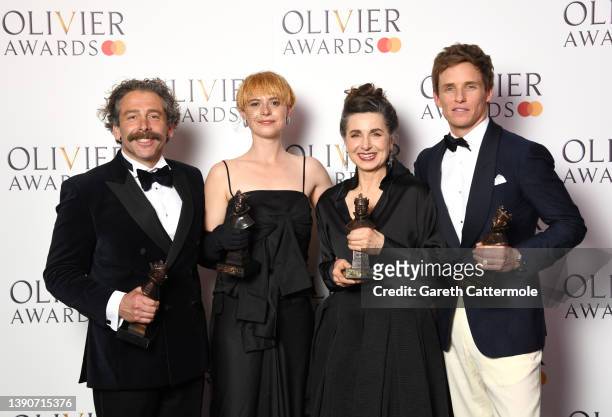 Elliot Levey, winner of the Best Actor in a Supporting Role in a Musical award for "Cabaret at the Kit Kat Club", Jessie Buckley, winner of the Best...