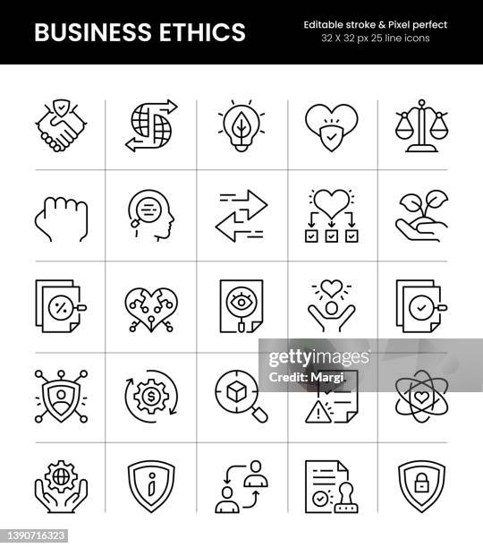 business ethics editable stroke line icons - dedication icon stock illustrations