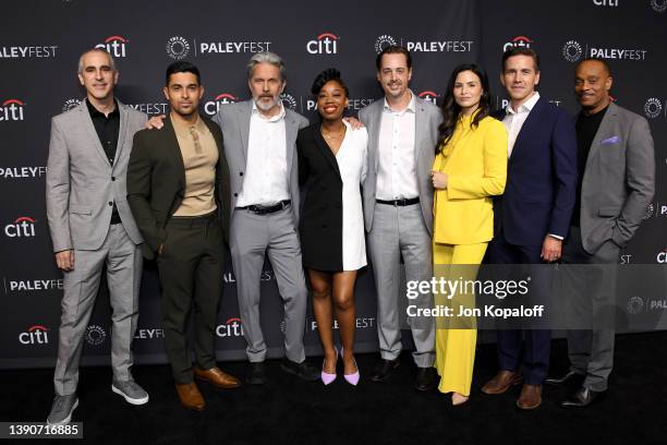 Steven D. Binder, Wilmer Valderrama, Gary Cole, Diona Reasonover, Sean Murray, Katrina Law, Brian Dietzen, and Rocky Carroll attend a salute to the...