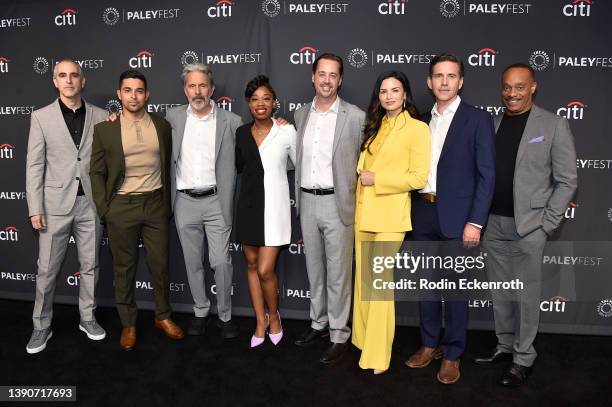 Steven D. Binder, Wilmer Valderrama, Gary Cole, Diona Reasonover, Sean Murray, Katrina Law, Brian Dietzen, and Rocky Carroll attend a salute to the...