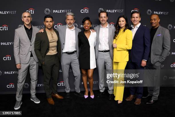 Steven D. Binder, Wilmer Valderrama, Gary Cole, Diona Reasonover, Sean Murray, Katrina Law, Brian Dietzen, and Rocky Carroll attend a salute to the...