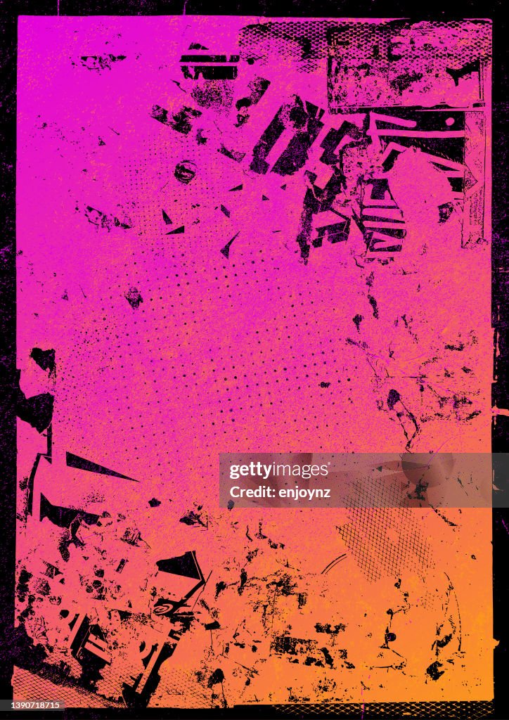 Pink orange and black grunge poster background vector