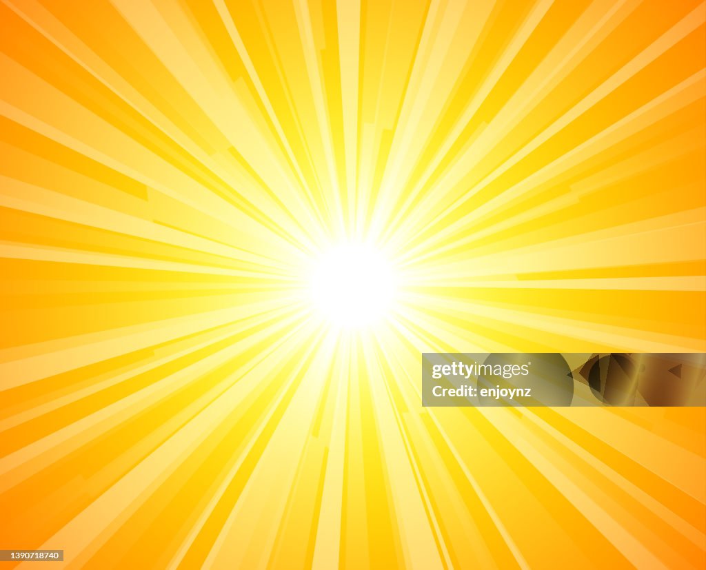 Résumé Fond de rayons de soleil jaune vif