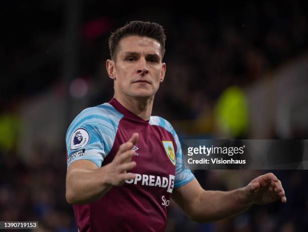 Ashley Westwood of Burnley during the Premier League match between Burnley and Everton at Turf Moor on April 6, 2022 in Burnley, England.