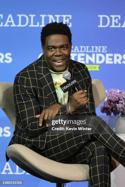 Actor Sam Richardson speaks onstage during Sony Pictures Television's 'The Afterparty' panel during Deadline Contenders Television at Paramount...