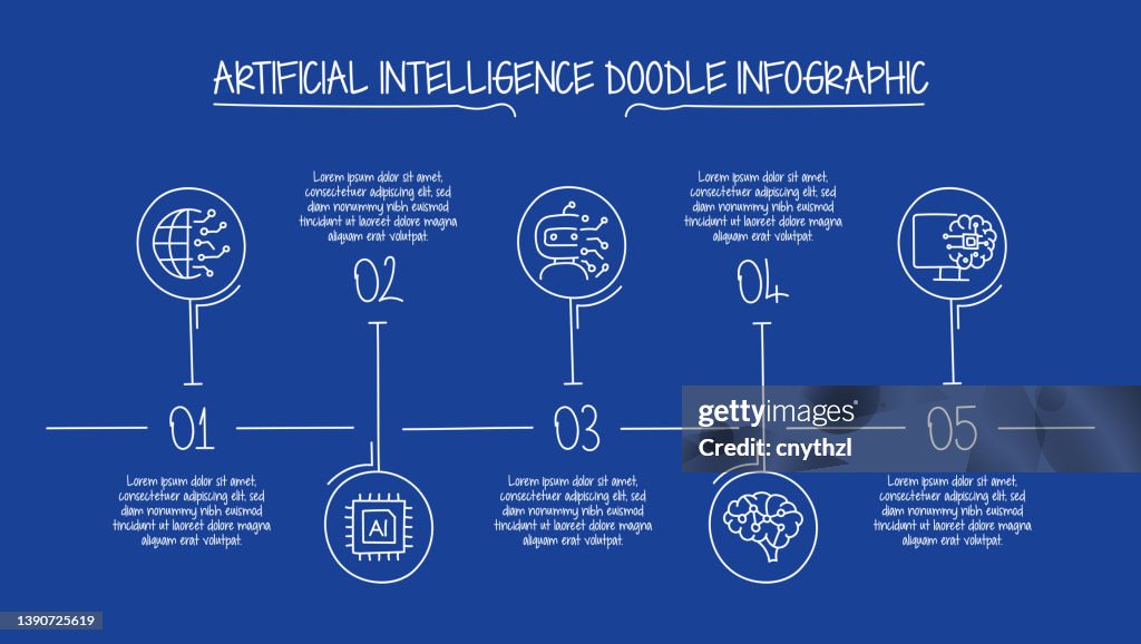 Artificial Intelligence Concept Vector Line Infographic Design with Icons.