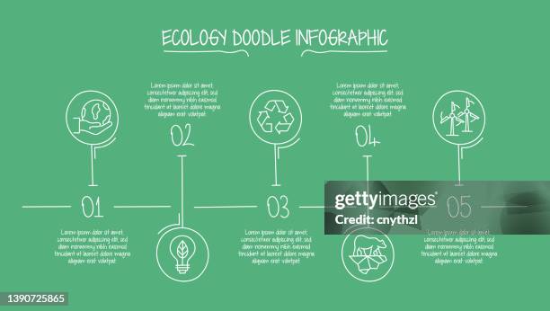 ecology and environment concept vector line infographic design with icons. - tree progression icons stock illustrations