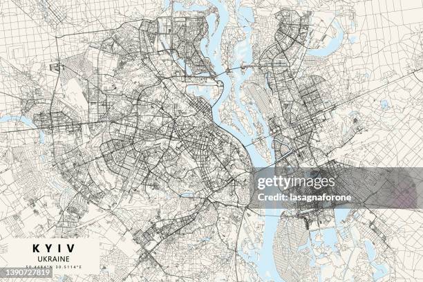 kiew, ukraine vektorkarte - kiew stock-grafiken, -clipart, -cartoons und -symbole