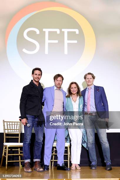 Kelly Blatz, Russell Brown, Jacqueline Bisset, and Joe McGovern pose onstage during the Q&A for the Closing Night screening of "Loren & Rose" as part...