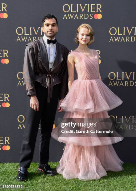 Amy Lennox and Omar Baroud attend The Olivier Awards 2022 with MasterCard at the Royal Albert Hall on April 10, 2022 in London, England.