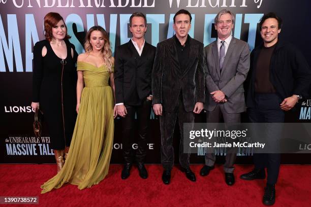 Kristin Burr, Lily Sheen, Neil Patrick Harris, Nicolas Cage, Mike Nilon and Tom Gormican attend "The Unbearable Weight Of Massive Talent" New York...