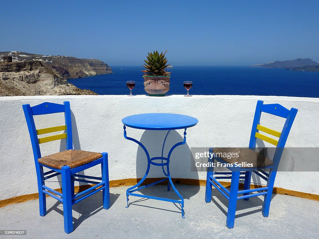 Blue chair and table