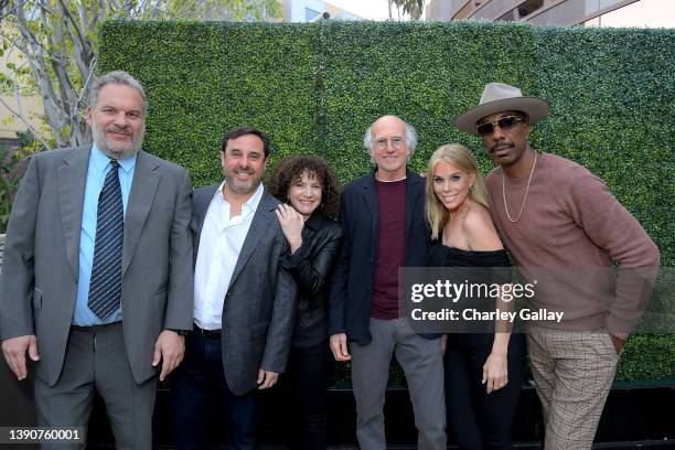Jeff Garlin, Jeff Schaffer, Susie Essman, Larry David, Cheryl Hines, and J.B. Smoove attend the Curb Your Enthusiasm FYC Panel at DGA Theater Complex...