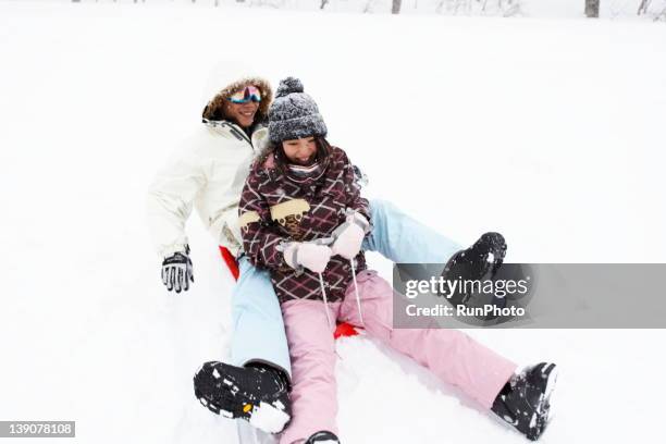 winter family - pantaloni da sci foto e immagini stock