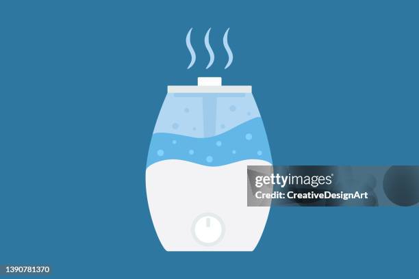 humidifier on blue background. cleaning and humidifying device. - aromatherapy stock illustrations