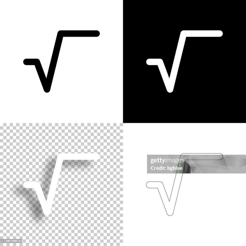 Square root. Icon for design. Blank, white and black backgrounds - Line icon
