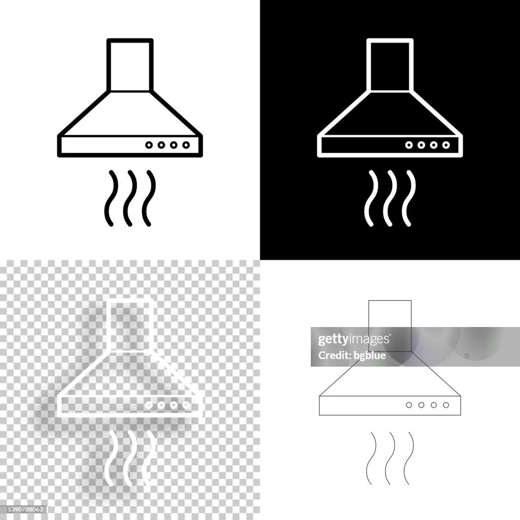 Kitchen hood. Icon for design. Blank, white and black backgrounds - Line icon
