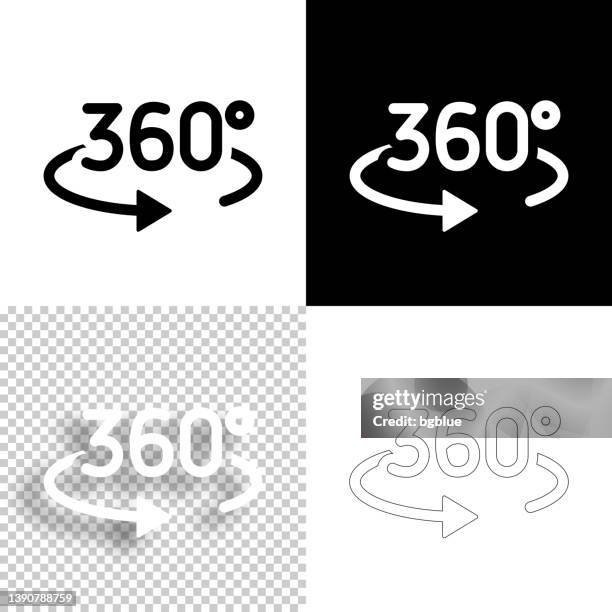 360 degree rotation. icon for design. blank, white and black backgrounds - line icon - interactive-tool-icons stock illustrations