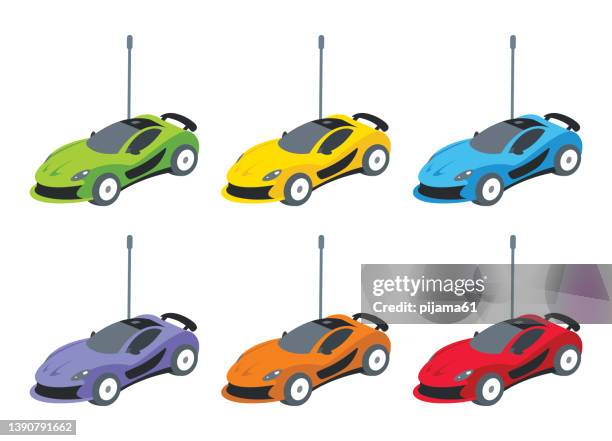 ilustraciones, imágenes clip art, dibujos animados e iconos de stock de coche a control remoto - remote controlled car