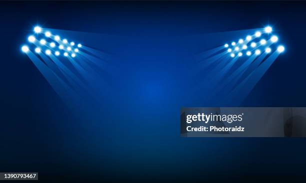bright stadium arena lights vector design - sport scoreboard stock illustrations