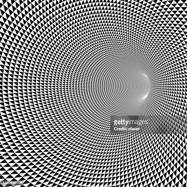 checked tunnel made of fine triangles, turning. - bright future stock illustrations