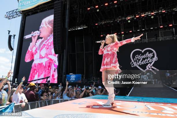 American Country Musician Hailey Whitters performs onstage during day 3 at the 2022 Tortuga Music Festival on April 10, 2022 in Fort Lauderdale,...