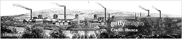 ilustrações de stock, clip art, desenhos animados e ícones de antique illustration of usa, pennsylvania landmarks and companies: south bethlehem, bethlehem iron company's works - bethlehem pensilvânia