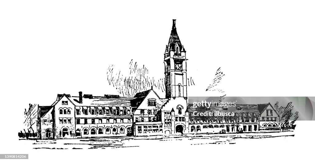 Illustrazione antica di stati Uniti, utah punti di riferimento e aziende: Ogden, Union Railway Station