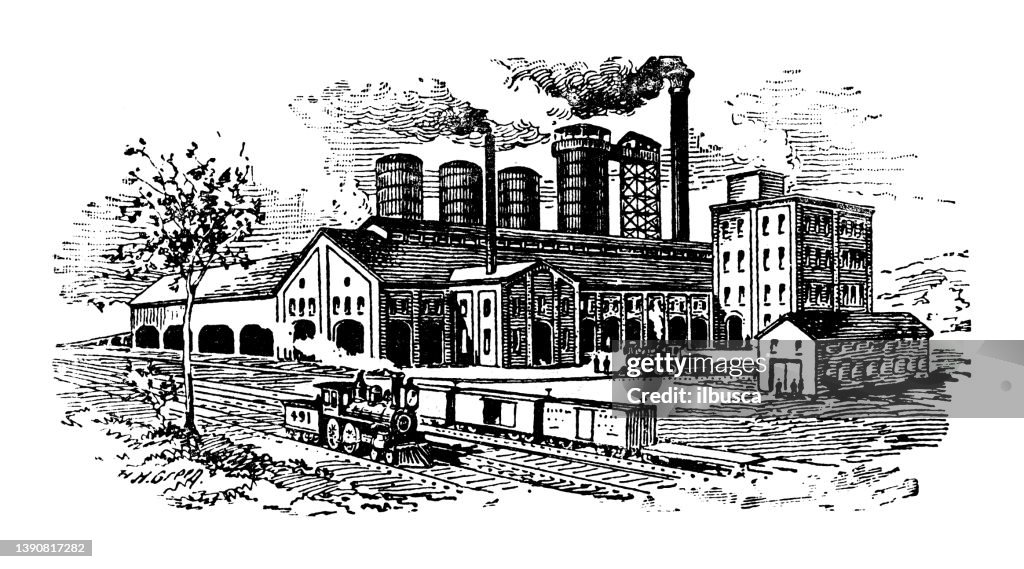 Antique illustration of USA, Washington landmarks and companies: Kirkland, Great Western Iron and Steel company