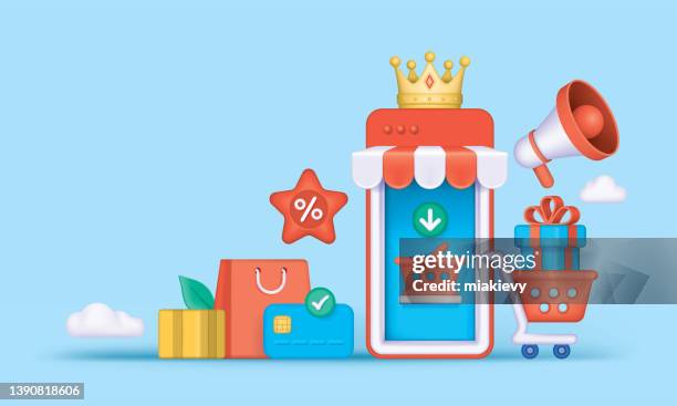 stockillustraties, clipart, cartoons en iconen met online shop - credit card purchase