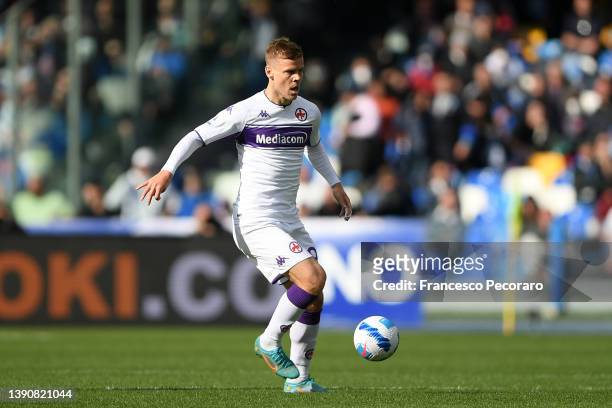 Aleksandr Kokorin of ACF Fiorentina during the Serie A match between SSC Napoli v ACF Fiorentina on April 10, 2022 in Naples, Italy.