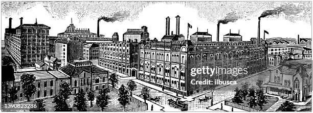 antique illustration of usa, wisconsin landmarks and companies: milwaukee, pabst brewing company - milwaukee wisconsin stock illustrations