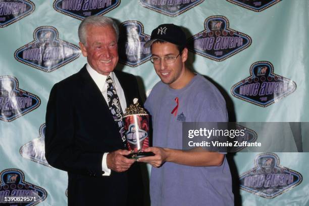 American television personality Bob Barker and American actor and comedian Adam Sandler attend the 5th Annual MTV Movie Awards, held at Walt Disney...