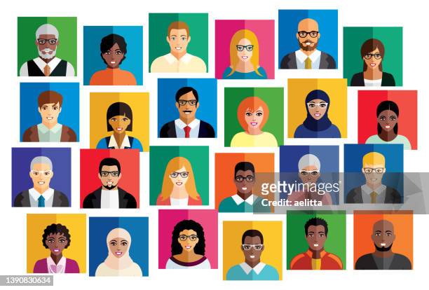 vector illustration of an abstract scheme, which contains people icons. - human resources diversity stock illustrations