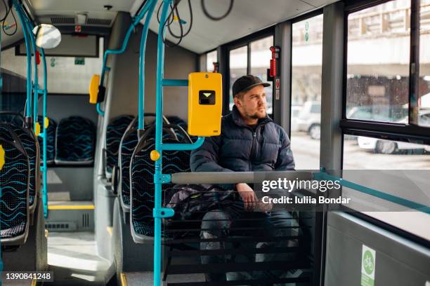 man in a bus - bus hungary stock pictures, royalty-free photos & images